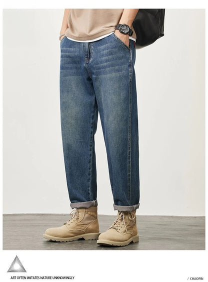 Summer Micro-cone Straight Jeans for Men Loose Comfortable and Versatile Casual Teenager Trendy Retro Trousers jeans for man