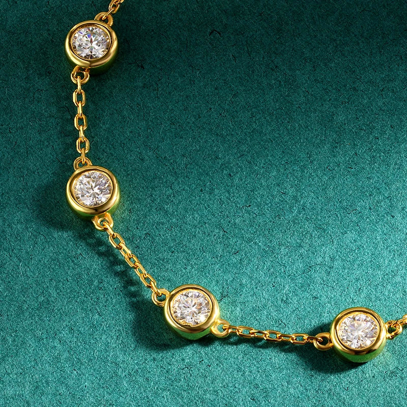 4mm Classic Bubble Moissanite Bracelet for Women 8 Stones Sparkling Lab Diamond Tennis Bracelet 925 Sterling Silver