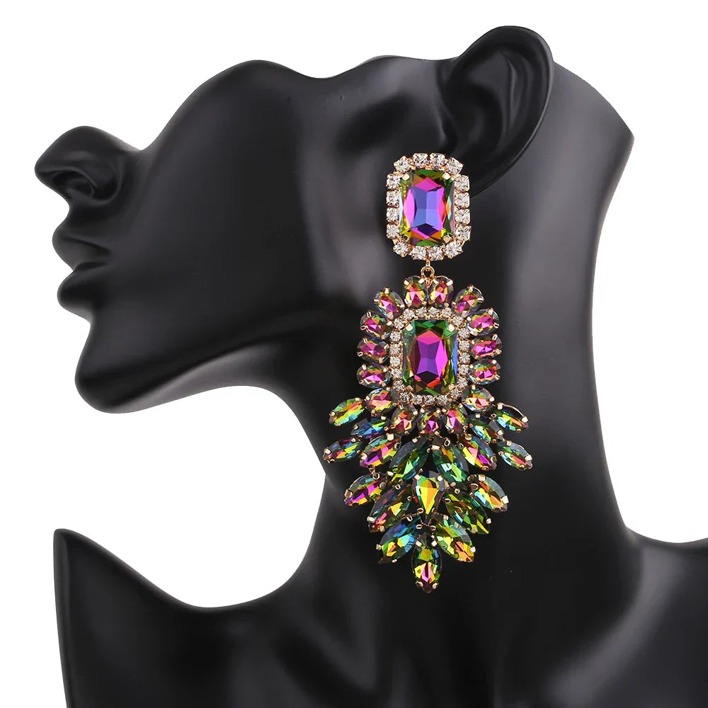 New Crystal Dangle Earrings For Women Rhinestone Earrings Weddings Ladies Party Fashion Jewelry Accessories Wholesale Gifts