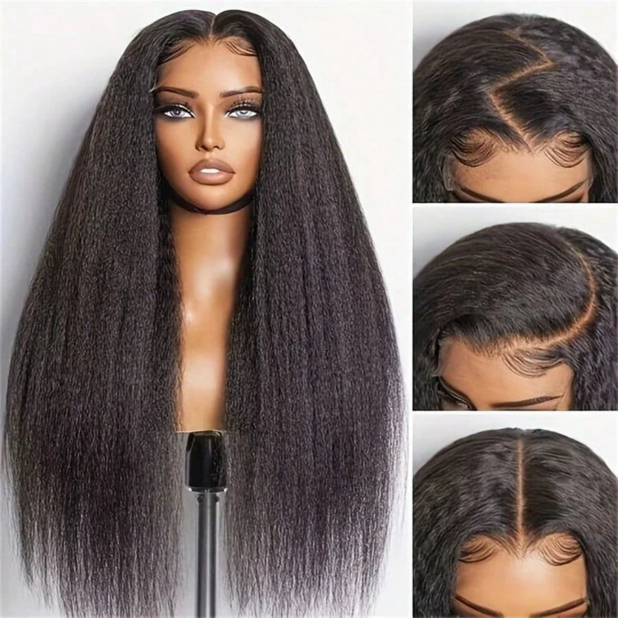 13x4 Straight HD Lace Front Human Hair Wigs kinky Straight 360 Full Lace Frontal Wigs For Women Pre Plucked 250 Density