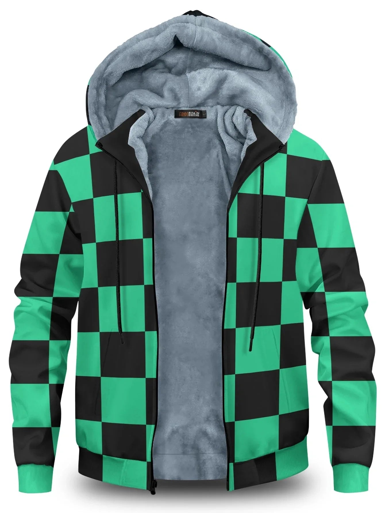 Anime Velvet Thick Warm Winter Oversized Hoodie Coat Zip Up Sweatshirt Winter Top Plus Size Coat Plush Jackets