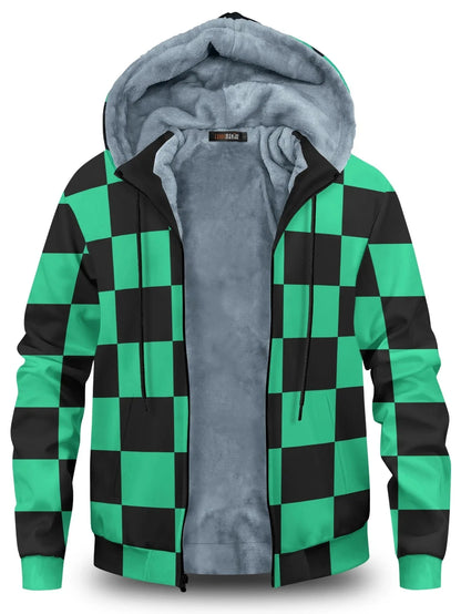 Anime Velvet Thick Warm Winter Oversized Hoodie Coat Zip Up Sweatshirt Winter Top Plus Size Coat Plush Jackets