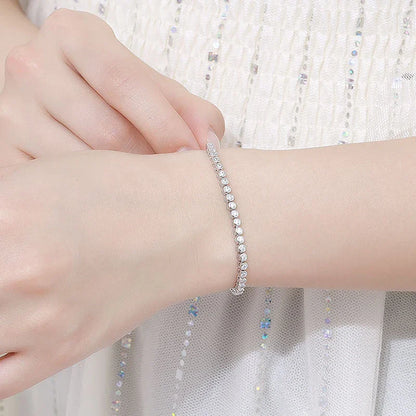 Sparkling 2/3mm Full Moissanite Tennis Bracelet for Women Party S925 Silver Plated 18K Pass Diamond Test Bezel Bracelets