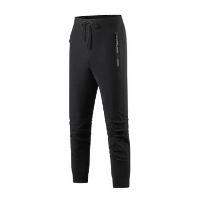 Men's Ice Silk Quick Dry Pants Lightweight Breathable Casual Trousers Elastic Waist Drawstring Sports Pants with Zipper Pockets