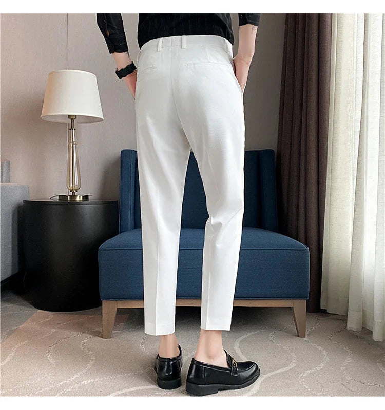 Men Solid Boutique Suits Pants Male Formal Wear Wedding Dress Trousers Quality Men British Style Business Casual Suit Pants 36