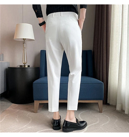 Men Solid Boutique Suits Pants Male Formal Wear Wedding Dress Trousers Quality Men British Style Business Casual Suit Pants 36