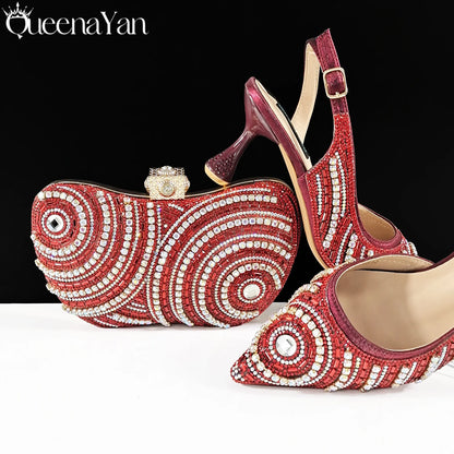 Newest INS Style Elegant High Heels Pointed-Toe Nigeria Popular Design African Ladies Shoes And Bag Set