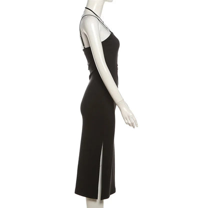 Hollow Out Dress Women Mall Gothic Aesthetic Sleeveless Bodycon Dress Streetwear Elegant Evening Party Dress Female