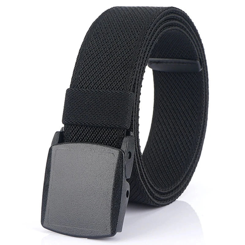 Metal Free Men's Elastic Belt Strong Engineering Plastic Quick Release Nylon Buckle Unisex Stretch Belt Outdoor Girdles