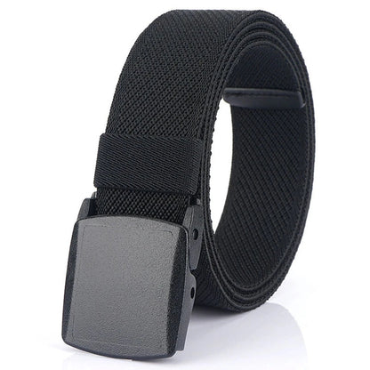 Metal Free Men's Elastic Belt Strong Engineering Plastic Quick Release Nylon Buckle Unisex Stretch Belt Outdoor Girdles