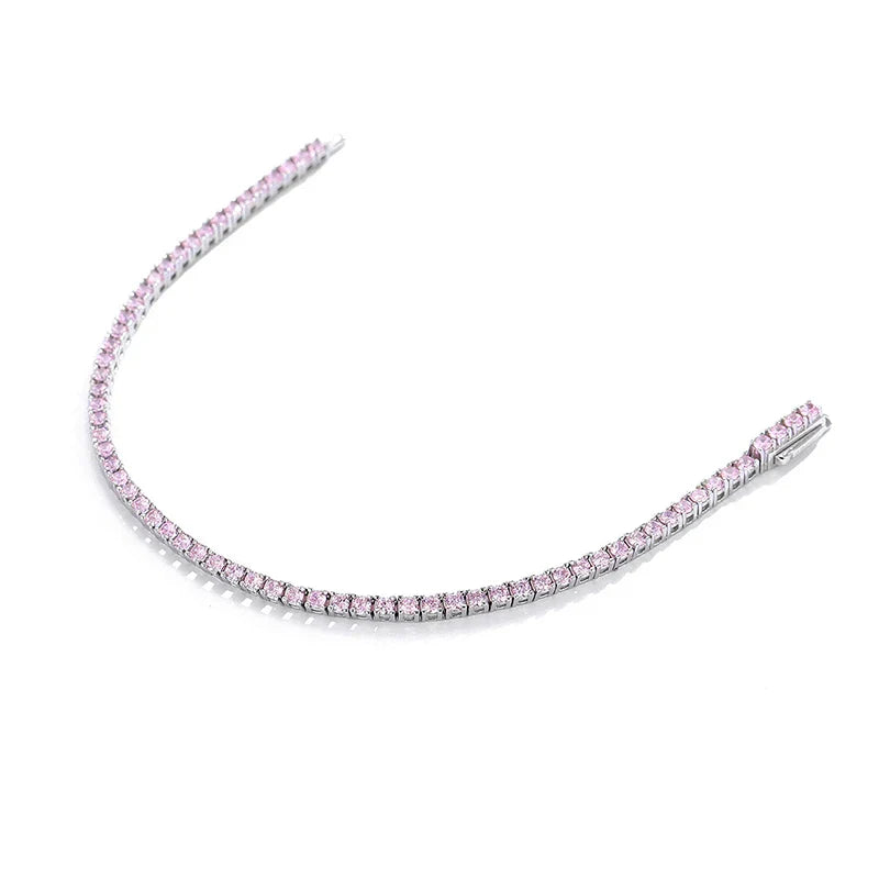 2mm Blue High Carbon Diamond Tennis Bracelet for Women 925 Sterling Silver Color Gemstone Bracelets Party Jewelry Gifts