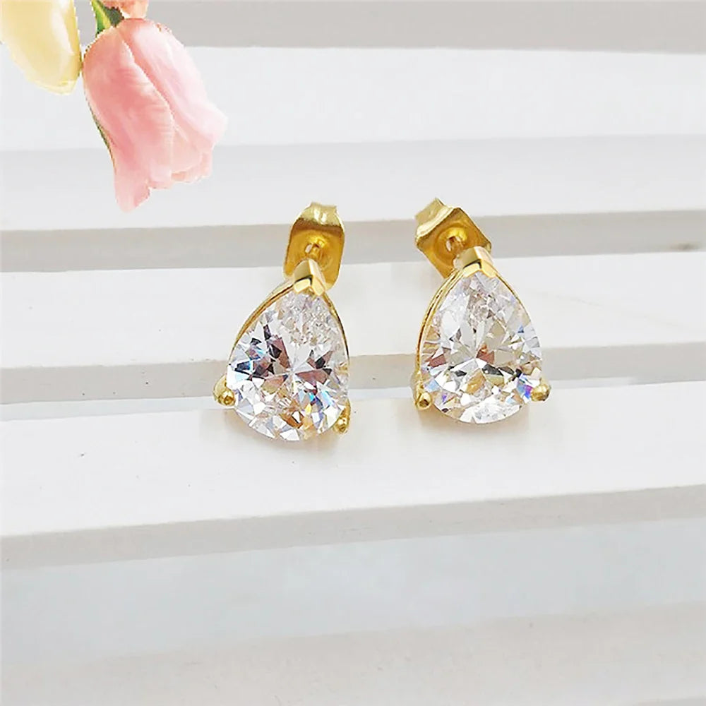 4Carat Pear Cut Real Moissanite Diamond Earrings with Certificats 925 Sterling Silver Waterdrop Shape Stud Earring for Women Men
