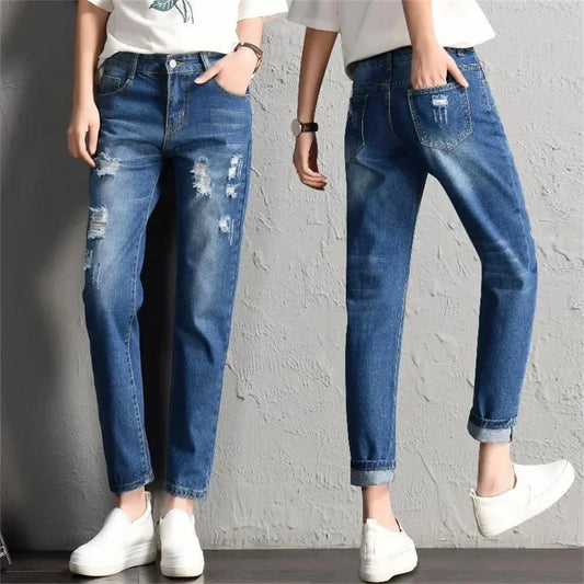 Women's Spring New High-waisted Loose Cropped Pants