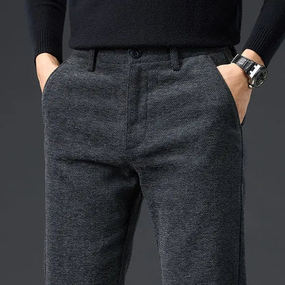 Men's Loose Casual Pants Autumn and Winter New Fashion Pocket Wide-leg Business Pants Comfortable Elastic Waist Stretch Pants
