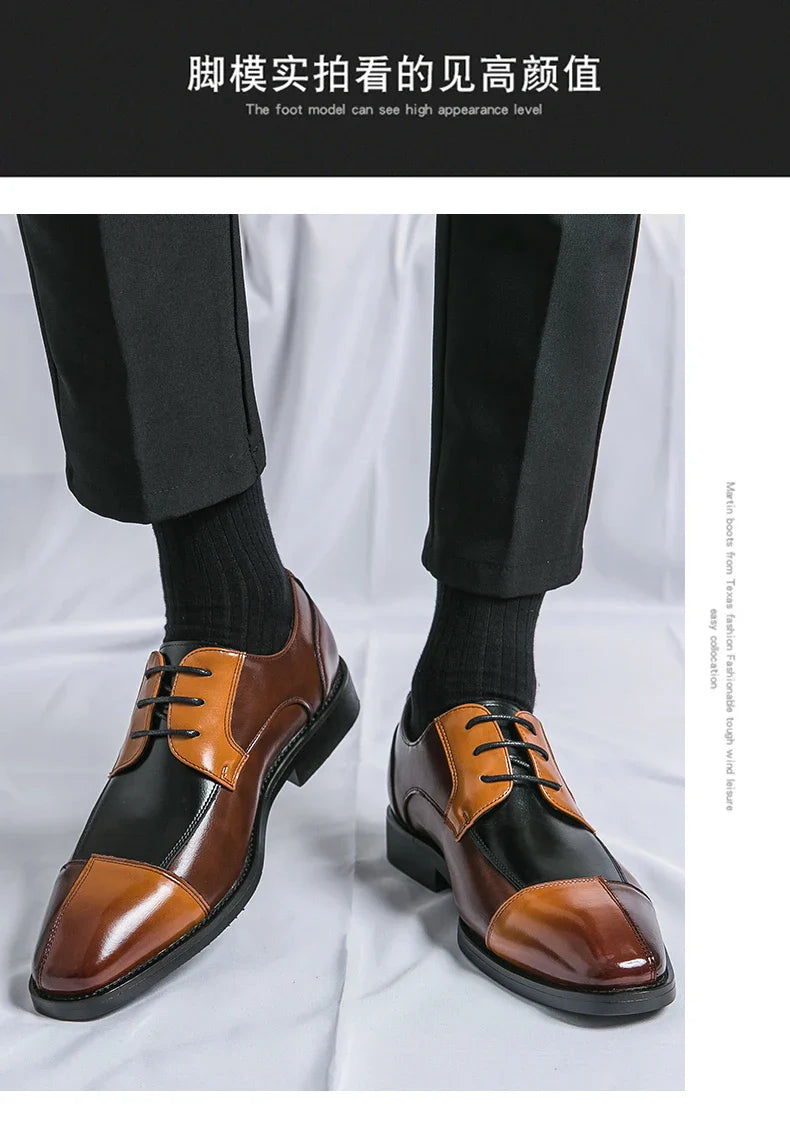 British Dress Social Leather Shoes Men Classic Brogues Office Casual Business Shoes For Men Large Size Formal Leather Shoes Man