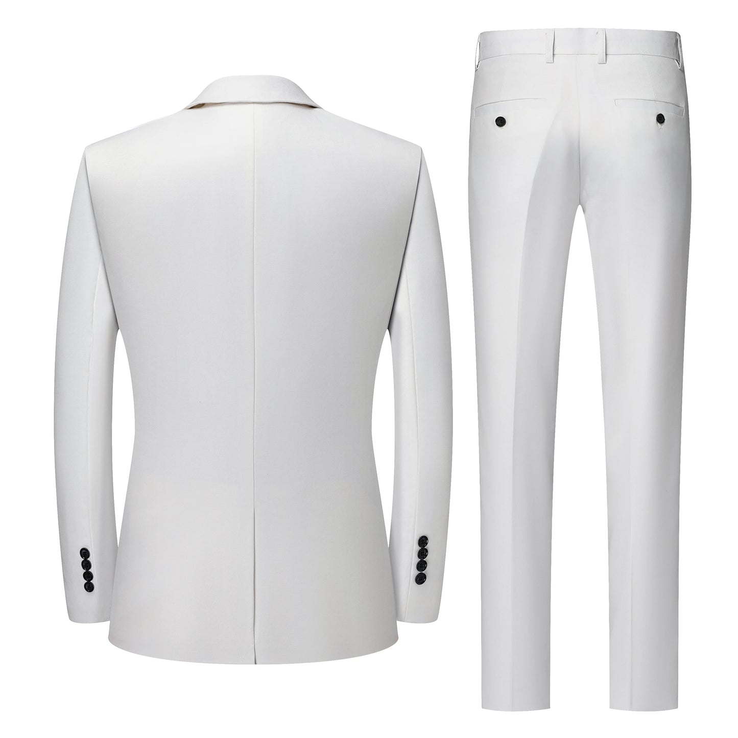 Men's White High-End Suit Two-Piece Suit Four Seasons Business Formal Wear Anti-Wrinkle Non-Stick Wool Suit Workplace Work Cloth