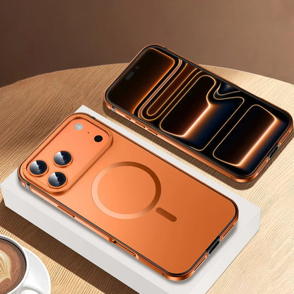 Stainless steel frame magnetic ultra-thin protective case, for iPhone 17 16 Pro Max, supports wireless charging, original