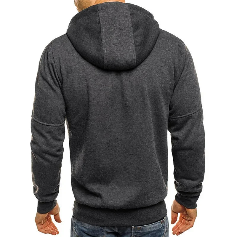 CasualHooded Jacket Fleece-Lined Autumn Crossbody Sweatshirt Fashionable Long Sleeve Zipper-Up Running Jacket For Leisure