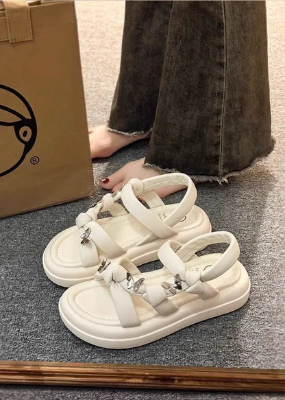 New Arrival Kids Sandals Children's Design Hollow-out Casual Sandals Soft Flat Strappy Sandals Girls Cute Bowknot Beach Shoes