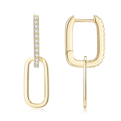 Moissanite Paperclip Link Earrings for Women Silver 925 Real 1.4mm D Color Diamond Huggie Hoop Earrings 2023 Trend Jewelry