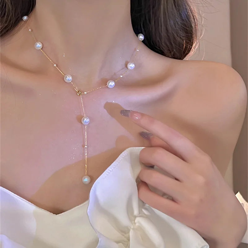 Pendent Necklace for Women Punk Simple Zircon Tassel Clavicle Chain Choker Elegent Party Gift Jewelry Girl