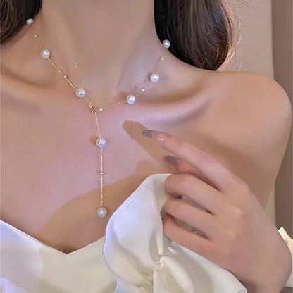 Pendent Necklace for Women Punk Simple Zircon Tassel Clavicle Chain Choker Elegent Party Gift Jewelry Girl