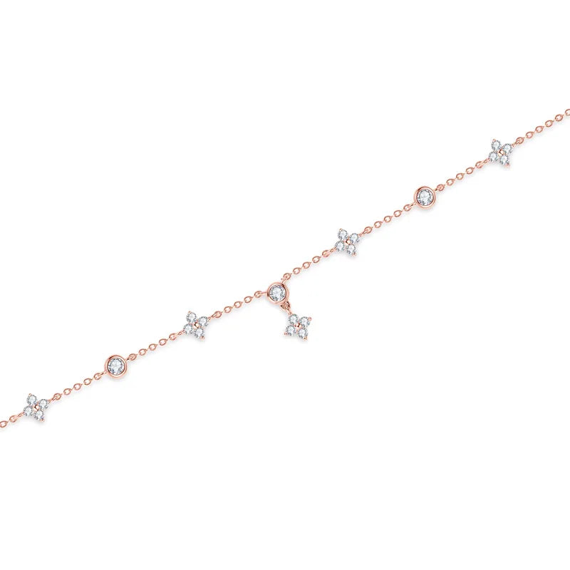 4-Leaf Clover GRA Certified 0.9cttw D Color Moissanite Diamond Bracelet for Woman 925 Silver Link Bracelets Fine Jewelry