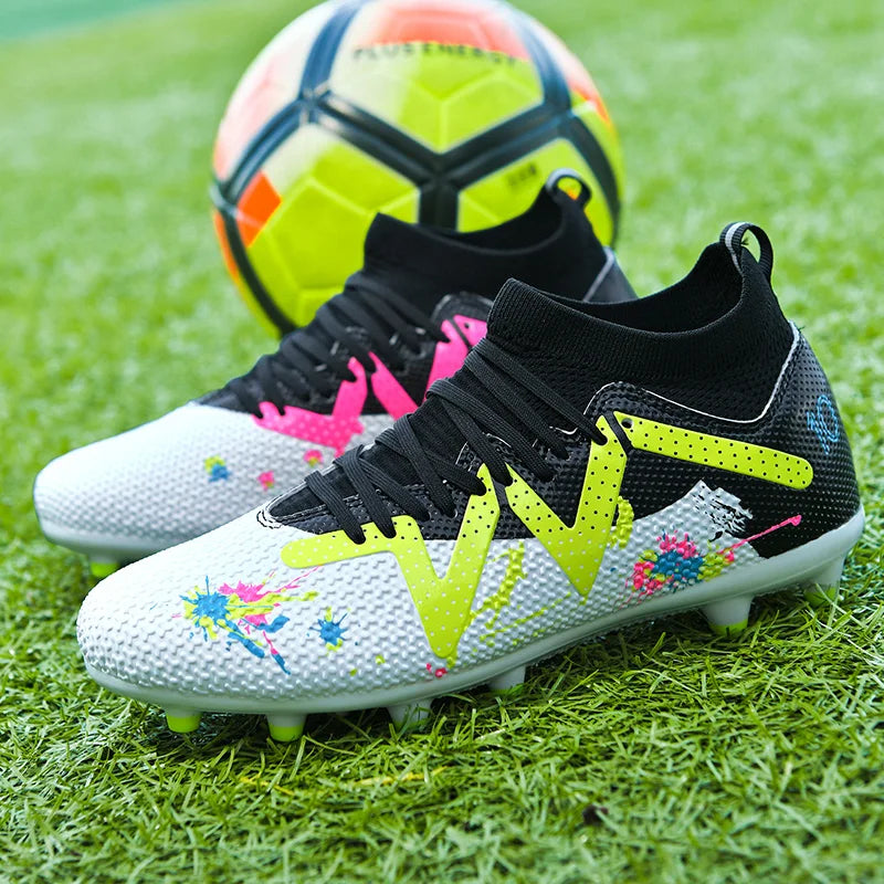 AG FG Athletic Soccer cleats PU Fabric Comfort Upper TPU Anti-slip Long Studs Sole Reliable Quality Adult Kids Training Shoes