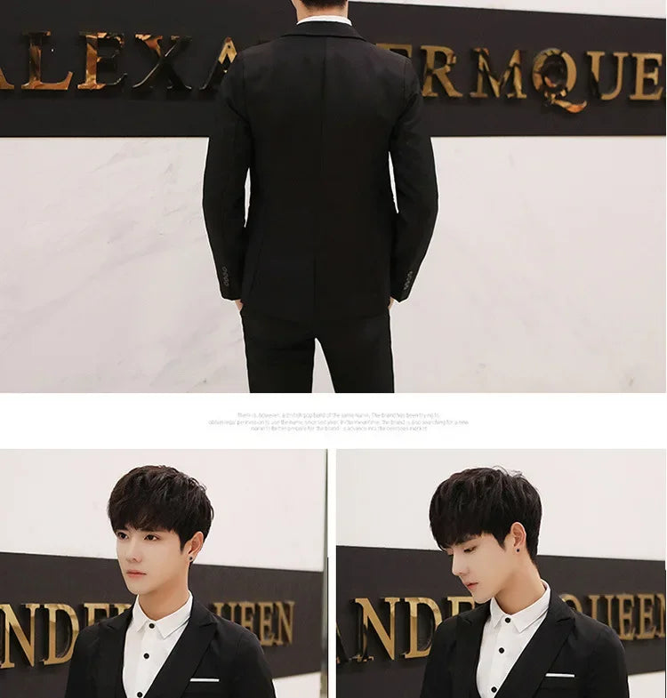 Western-Style Men's Suits Cross-Border Wholesale New Arrival Slimming Three-Piece Set Korean Version Business Professional Gown