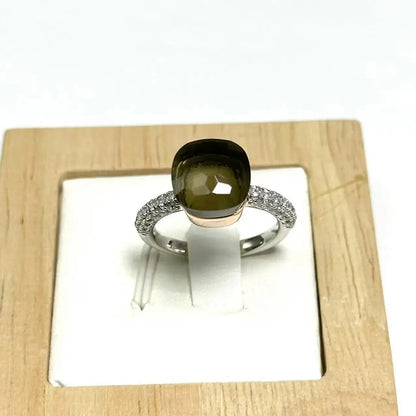 10.6mm S925 Ring Silver Rose Gold Metal 32 Colors Candy Style Zircon Crystal Ring for Women Fine Jewelry Party Gift Trendy Ring