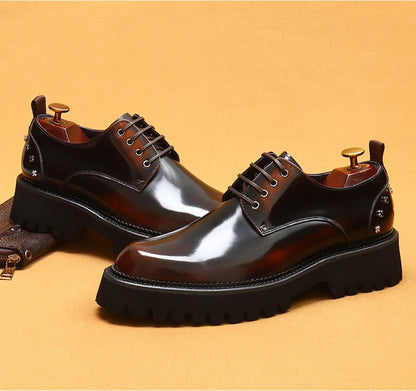 Men's Oxfords Genuine Leather Male Wedding Party Dress Shoes for Men Round Head Lace-Up Office Suit Formal Derby Shoes