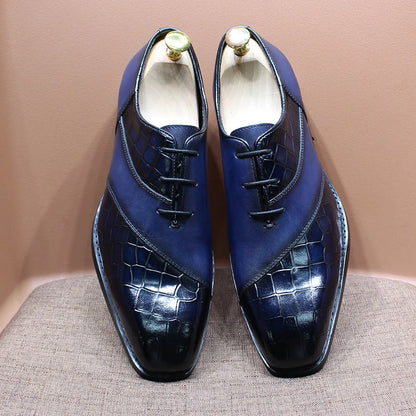Fashion Mens Oxford Crocodile Pattern Cow Patent Leather Lace Up Wedding Party Office Formal Dress Shoes for Men Mixed Colors