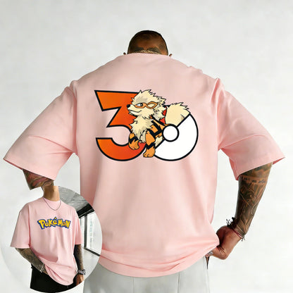 30th Anniversary Arcanine Printed T-shirt Summer Men's and Women's Loose Casual Hip Hop Trendy Short Sleeve Top