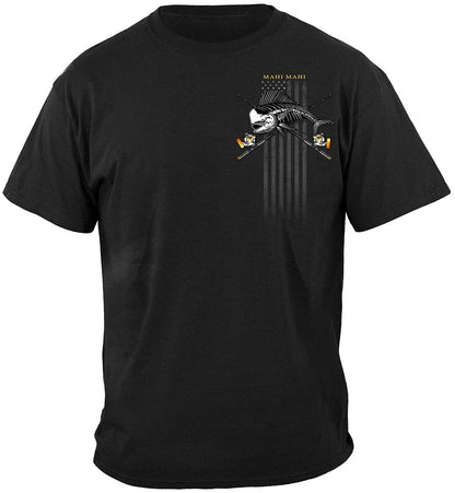 100% Cotton Short Sleeve O-Neck T-shirt Casual Mens Top Retro USA Flag Mahi Mahi Skeleton Fisherman Angler Gift T Shirt New