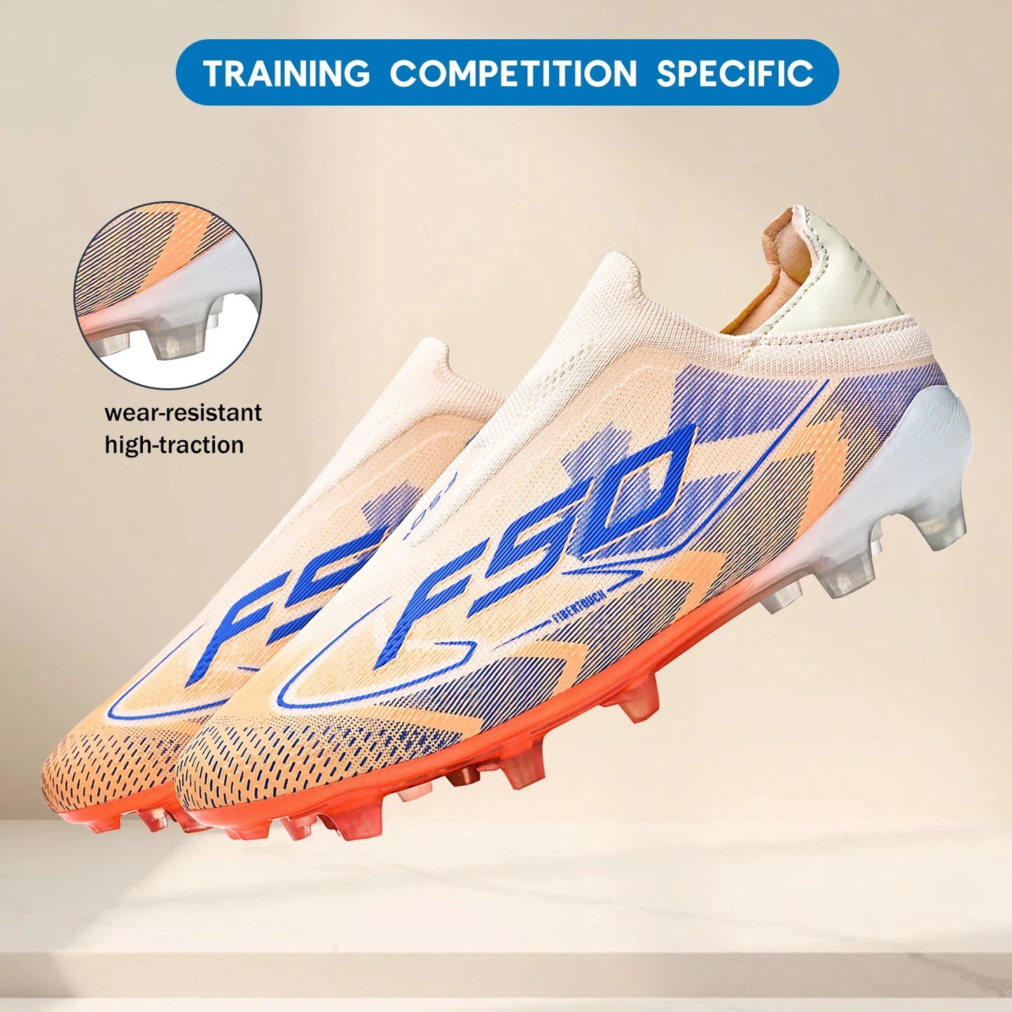 Classic Style AG FG football shoes PU Fabric Ventilated Upper TPU Wearproof Outsole Unisex Kids Outdoor Football Shoes