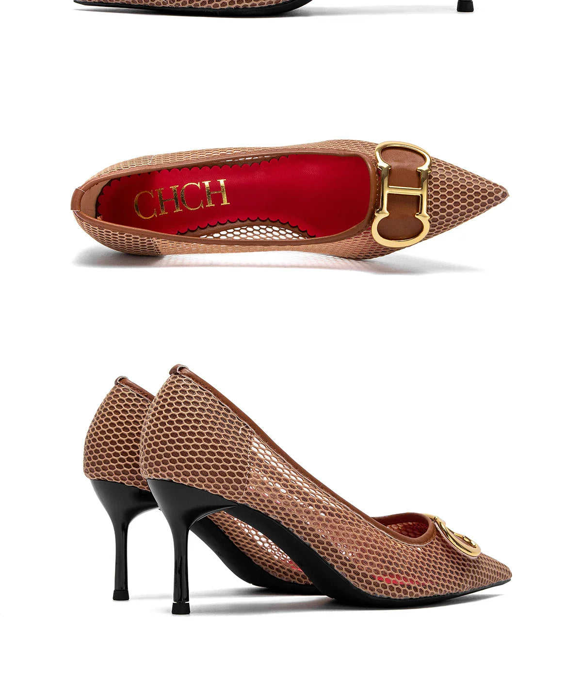Women's High Heels 2025 Spring New Hollow Business Women's Shoes 7cm Red Evening Shoes