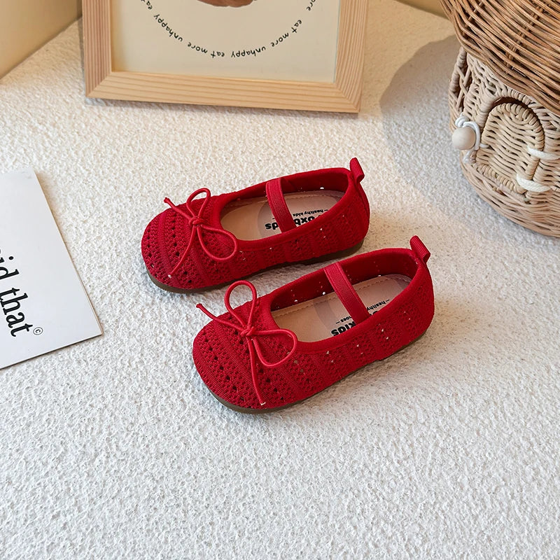 Kids Sandals for Girls Summer New Non-slip Sole Toddler Beach Vacation Shoes with Cute Bowtie Princess Ballet Mary Jane Flats