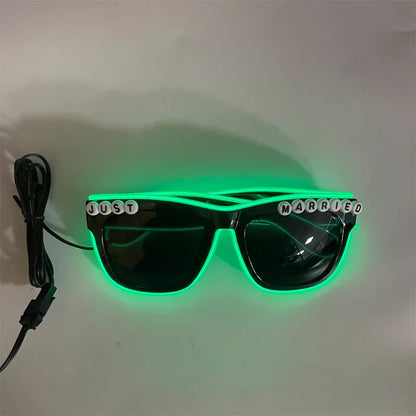 LED Just Married Glasses Wedding Bride To Be Surprise Gift Couple Glasses Souvenirs Glowing Heart Glasses Married Sunglasses