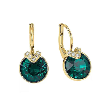Bella V Drop Earring for Women Christmas Birthday Genuine Crystals from Austria Round Cut Dangle Silver Color Pierced Jewelry