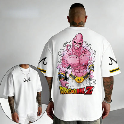Anime Cotton T-shirt Summer New Majin Buu Printed Men's and Women's Trendy Loose Casual Short Sleeve Top