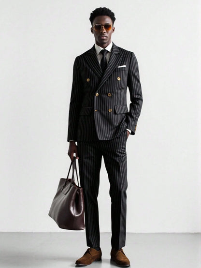 High-quality European and American Men's Clothing, Formal Suits with Stripes, Trousers for Business, Formal Dinners, Weddings