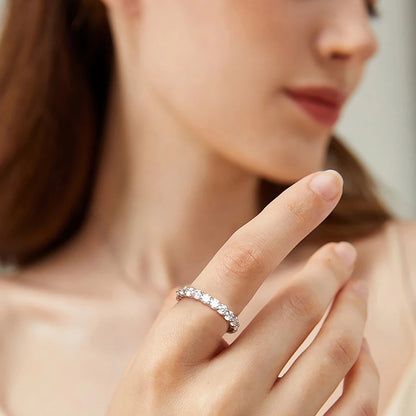 2/3/5mm Full Moissanite Eternity Ring for Women Engagement S925 Silver Rings Lab Diamond Wedding Band Classic Jewelry