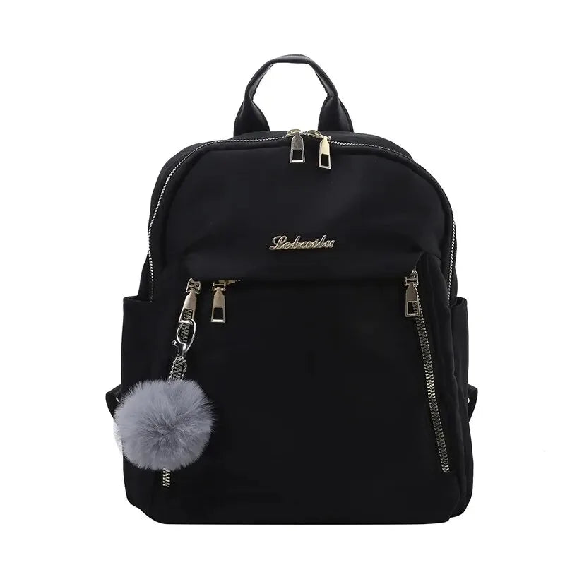 Simple Large Capacity Black Travel Backpack Women's Harajuku Style Student Backpack Unisex High Street Style Backpack