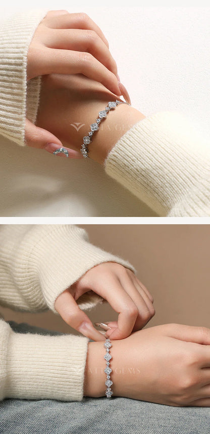 Stars Design Moissanite Bracelets For Women S925 Sterling Silver Adjustable 24cm Box Chain Lucky Birthday Gifts Jewelry