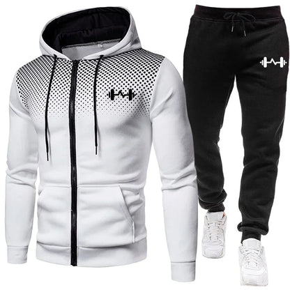 2025 New Arrival Men's Set Hoodie + Sweatpants Autumn Winter Daily Casual Sporty Jogging Suit Zipper Male Sweatshirt Outfit
