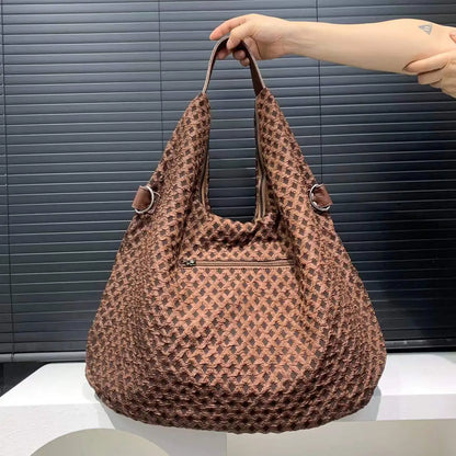 Women's fashion casual sports tote bag stitching genuine leather large capacity commuter shoulder messenger bag