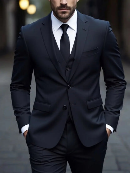 Men's Three-Piece White Suit, Anti-Wrinkle, No-Iron, Anti-Stick Fur Business Formal Suit, Four-Season Workplace Work Clothing Dr