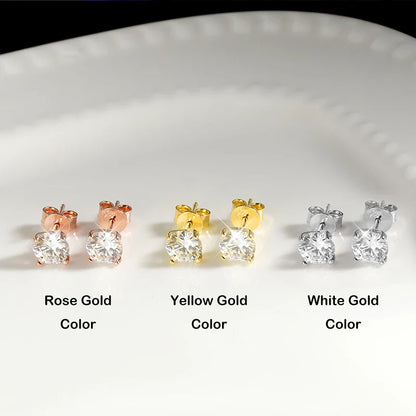 4 Prong 0.2-2CT Moissanite Stud Earrings D Color For Women Men S925 Silver Plated 18k Party Wedding Diamond Earring GRA