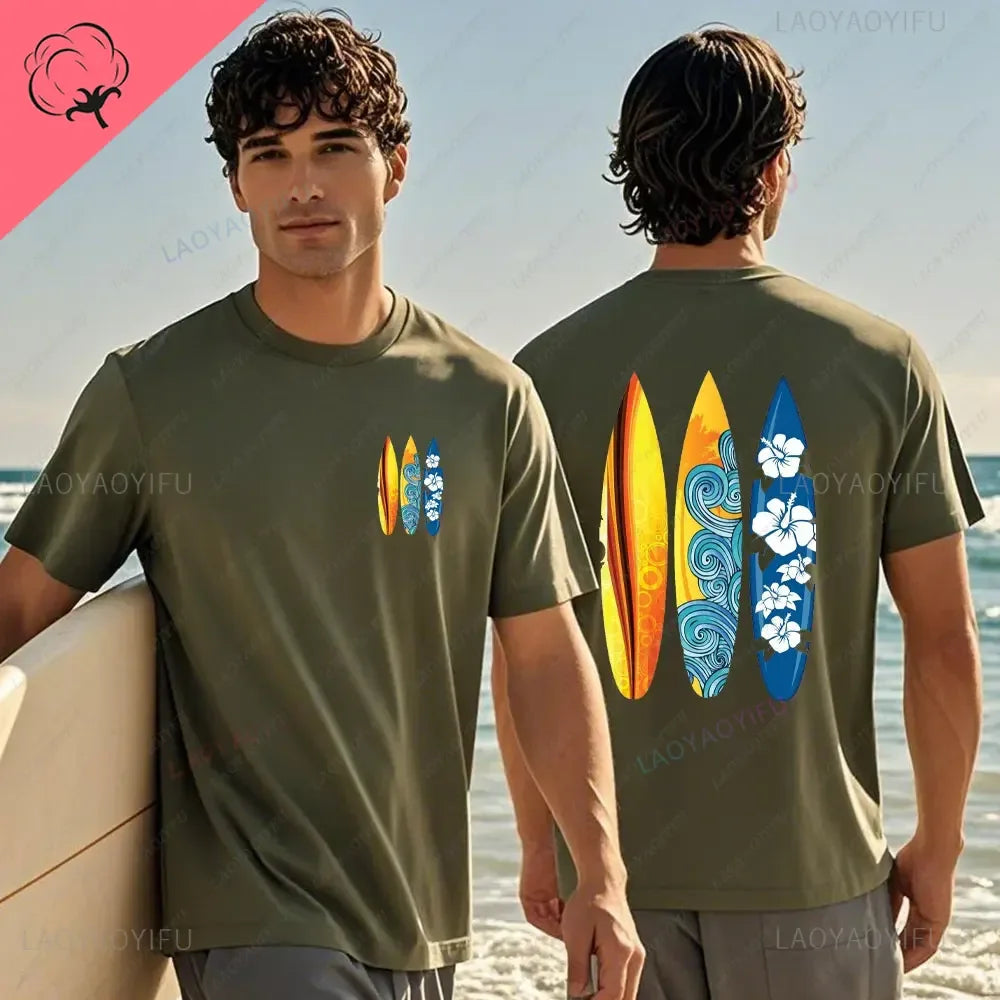 Hawaiian Traditions North Shore Hawaii Surfing Men Women White High Qulaty Cotton T-shirt Comfortable Beach-style Surf Tee Tops