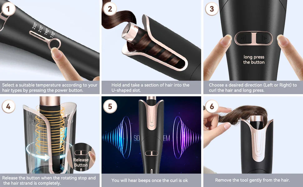Automatic Curling Iron Innovative Large Curl Professional Hair Curler Automatic Curling Hair Styling Tool for All Ages